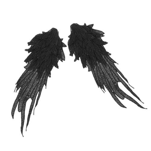 IWOWHERO 1 Paar Flügel-Patch-Ornament Nähen Stich Erwachsene Flicken für Bekleidung Stickerei Flecken DIY -Kleidungsstück Reparaturflicken für Kleidung Kleideraufnäher Polyestergarn Black von IWOWHERO