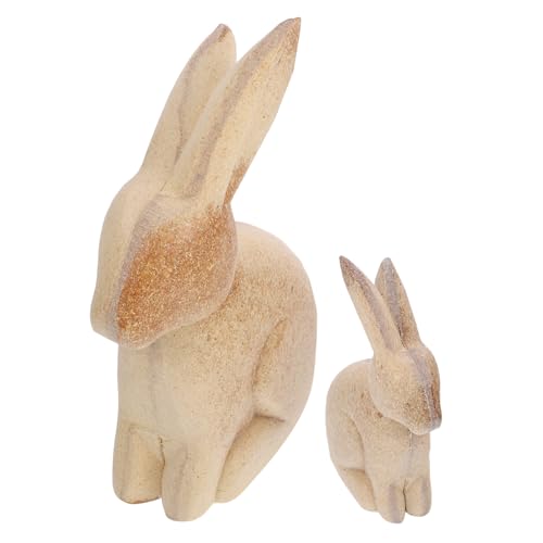 IWOWHERO 1 Paar Tierornamente aus Holz rustikal DIY-Holzhandwerksverzierung Desktop-Dekorationen Mini -Kaninchen leer holzfiguren DIY Holztiere Holzverzierung Kreative Ornament Bambus von IWOWHERO