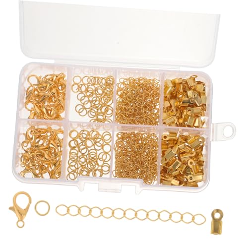 IWOWHERO 1 Satz Diy Zubehör Verschlüsse Bausätze Schließungen Schlüssel Herstellung Bausatz Kette Offener Sprung Crimpen Schild Endet Schließe Klaue Crimp-enden Golden Legierung von IWOWHERO