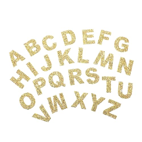IWOWHERO 1 Satz Heißer Diamant-stoffflicken Süße Patches Buchstaben-stickerei-patch Flicken Für Kleidung Stickerei Applikation Stickereiflecken Schlüssel Hotfix Bohrtuch Golden von IWOWHERO