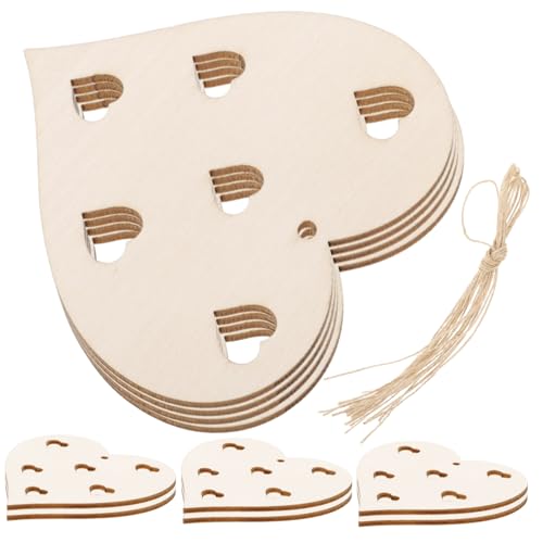 IWOWHERO 1 Satz Rustikales Herz Unbehandelte Holzscheiben für Diy Valentinstagsdekorationen für Hochzeitsgeschenke und Bastelprojekte von IWOWHERO