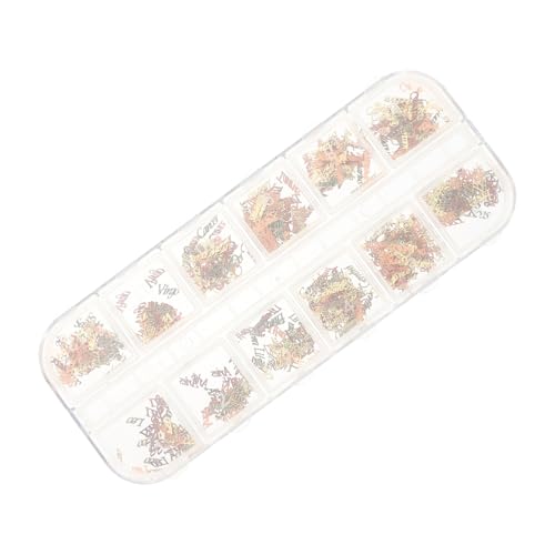 IWOWHERO 1 Schachtel Teiliges Nagel charms mit Tierkreis Buchstaben Metallische Nageldekoration aus Kupfer Glänzende DIY Nail Art Verzierungen für Maniküre und Nagelkunst Fans von IWOWHERO