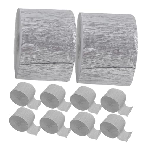 IWOWHERO 10 Rollen Krepppapier Luftschlangen Silber Party-dekorationen für Geburtstag Hochzeit Indoor Festtagsdeko Vielseitige Papier-streamer für Festliche Anlässe von IWOWHERO