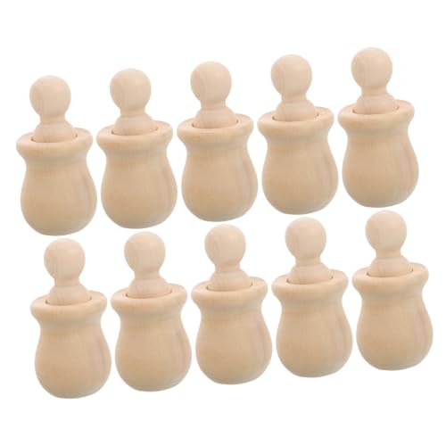 IWOWHERO 10 Satz Graffiti-Holzfigur Anbindung für unvollendet Menschen DIY Holzspielzeug Naturholz DIY unfertige Puppen aus Holz unbemalte Peg-Puppen Miniaturdekor hölzern Beige von IWOWHERO