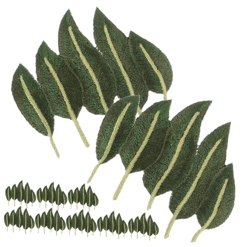 IWOWHERO 10 Stück Blatt-stickerei-patch Blätter Nähen Flicken Für Bekleidung Bestickt Flecken Für Kleidung Gestickte Aufnäher Taschenaufnäher Blattflicken Zum Aufbügeln Stoff Green von IWOWHERO