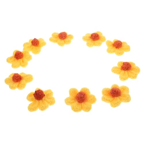 IWOWHERO 10 Stück Garnblumenfleck für Arrangements Fälschung Stoffblumen Rosa Flora kleider Blumenapplikation aus Garn Patches nähen Patch aufnähen DIY-Aufnäher zum Aufnähen Flecken Yellow von IWOWHERO