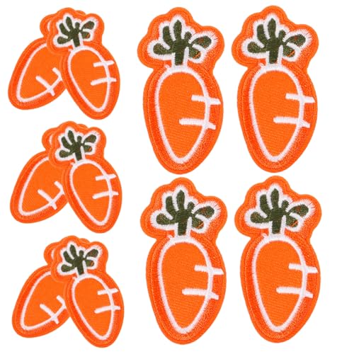 IWOWHERO 10 Stück Karottenstoffaufkleber bestickt lustig Karikatur basteln Applikationen Nähen Kleidung für kleider Hemdpatches süße Patches Stoffflecken Stickereiflecken Hutflecken Vlies von IWOWHERO