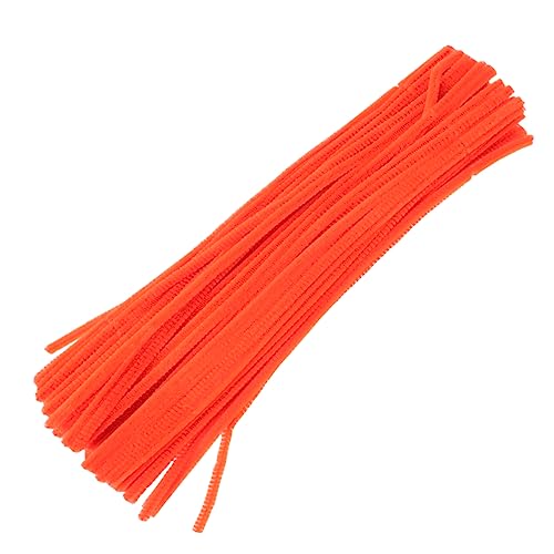 IWOWHERO 100 Stück Plüschstäbchen Kunst Farben Pfeifenreiniger Kinderhandwerk Bausätze Stöcke bastelset basteln für drahtstäbe Plüschstangen Plüschstockspielzeug Orange von IWOWHERO