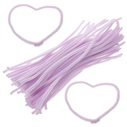 IWOWHERO 100 Stück Plüschstockspielzeug Kunstbedarf Stöcke Lila Schulbedarf Pastell Pom Bausatz Farbig Wiki Lavendel Beflockung Plüschstab Für Plüschstangen Violet von IWOWHERO