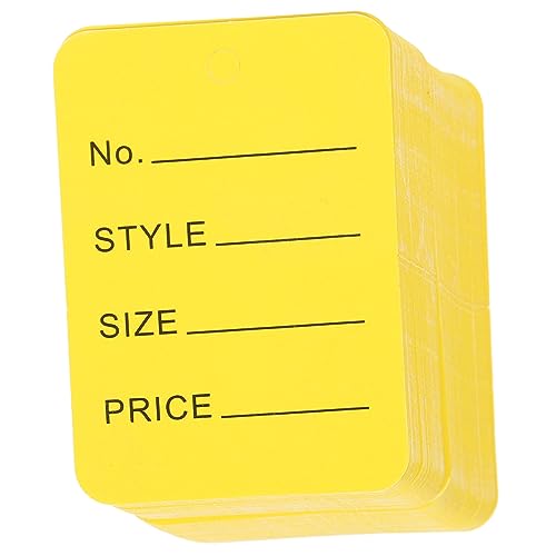 IWOWHERO 1000 Stück Preisschild tags buisiness Lagerbestand Markierungsetiketten Kleidungsetiketten Kleine Tags bedruckbare Etiketten mit Löchern Preisetikett Tag Papierstau Yellow von IWOWHERO