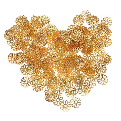 IWOWHERO 1000 Stück wulstiger Abstandshalter farbig Lünette groß armband zubehör perlenkappen beads halsreif Materialien für Halsketten Materialien für DIY-Armbänder Eisen Golden von IWOWHERO