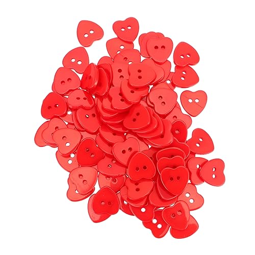 IWOWHERO 100Stücke Herzform Knöpfe aus Rote Diy Bastelknöpfe für Kreative Projekte Nähen und Dekoration Vielseitige Bastelaccessoires für Kleidung und Scrapbooking von IWOWHERO