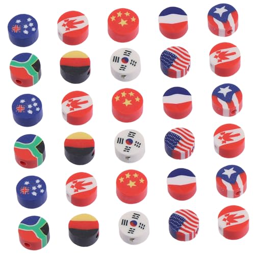 IWOWHERO 100Stücke DIY Nationalflaggen Tonperlen für Schmuckherstellung Weiche Slice Beads für Armbänder Halsketten und Bastelprojekte Geschenkideen von IWOWHERO