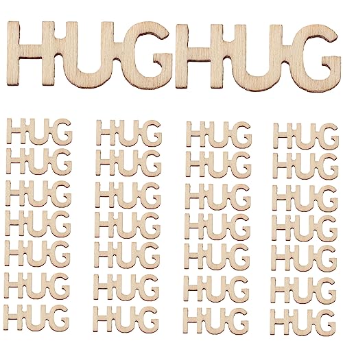 IWOWHERO 100Stücke Holzbuchstaben Ausschnitte DIY Holzausschnitte Für Bastelprojekte Dekoration Für Hochzeiten Und Feiern Hug von IWOWHERO