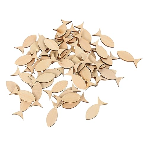 IWOWHERO 100Stücke Holzfische DIY Dekoration Holzscheiben Für Bastelarbeiten Hölzerne Anhänger Für Malspielzeug Und Tischdeko Natürliche Holzfarbe von IWOWHERO