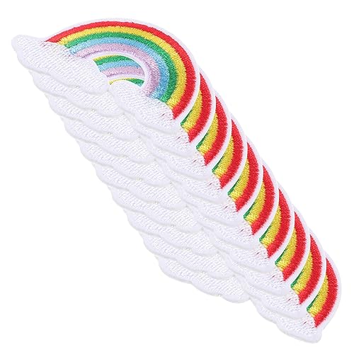 IWOWHERO 10Stücke Regenbogenmuster Aufnäher zum Aufbügeln Bestickte Flicken für Erwachsene für Jacken Hüte Rucksäcke DIY Projekte und Reparaturen von IWOWHERO