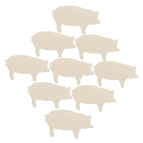 IWOWHERO 10Stücke Schweineform Holz Holzausschnitt Etiketten Tags Unbearbeitete Holzschildchen Mit Schnüren Für DIY Basteln Hochzeiten Und Dekorationen von IWOWHERO