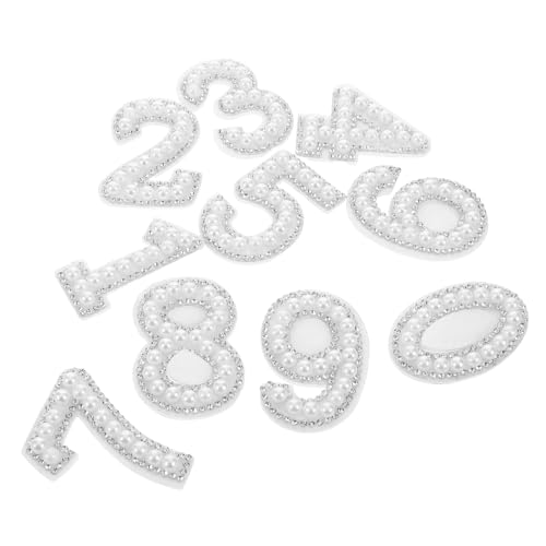 IWOWHERO 10Stücke Weiße Patches zum Aufbügeln mit Kunstperlen und Strasssteinen für DIY und Kleidung Langlebige Applikationen und Zubehör von IWOWHERO