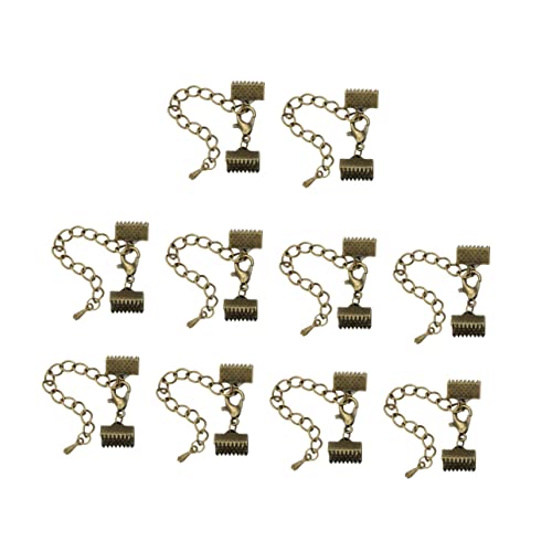 IWOWHERO 10stücke Plattierte Kordelenden Crimpklemmen Für Schmuck Texturierte Verschlüsse Mit Eisenkette Und Karabiner Für Armbänder Und Halsketten IWOWHERO 10stücke Plattierte Kordelenden Crimpklemmen Für Schmuck Texturierte Verschlüsse Mit Eisenkette Und Karabiner Für Armbänder Und Halsketten von IWOWHERO