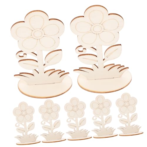 IWOWHERO 12 Stück Bemalte Blumenornamente DIY Holzblumen Handgemachte Holzblumen Unvollendete Holzhandwerke Sonnenblumenperlen künstlich Blumen- unvollendetes Holzhandwerk Blumenausschnitte von IWOWHERO