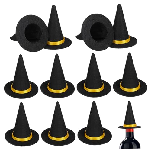 IWOWHERO 12 Stück Hexenhut Weinflasche Hut Mini-Zaubererhut Hexendekor Hexenhüte aus Weinflaschen hat Halloween-Accessoires Frauen halloween kleiner hexenhut kleine Hexen Filzstoff Schwarz IWOWHERO 12 Stück Hexenhut Weinflasche Hut Mini-Zaubererhut Hexendekor Hexenhüte aus Weinflaschen hat Halloween-Accessoires Frauen halloween kleiner hexenhut kleine Hexen Filzstoff Schwarz von IWOWHERO