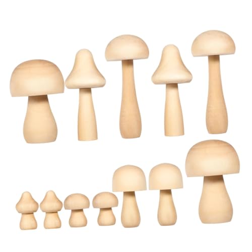 IWOWHERO 12 Stück Holzpilz spielsachen Gartenzubehör für Pilze Feengarten Pilz Dekorationen Karikatur Heimdekoration unfertiger Pilz Graffiti-Pilz aus Holz leere Pilze hölzern von IWOWHERO