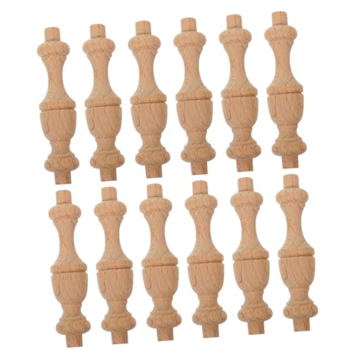 IWOWHERO 12 Stück Roman Säulen mit Filigranen Schnitzereien Robuste Mini Holzpfeiler für Wohn und Gartendekoration Natürliche Holzstruktur Vielseitig für DIY und Klassische Innenräume von IWOWHERO