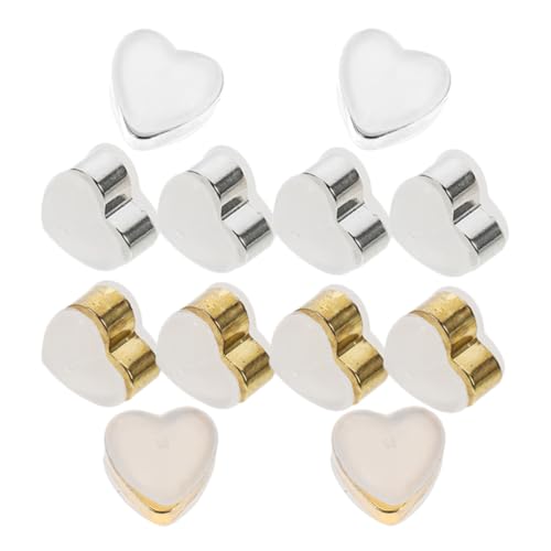 IWOWHERO 12 Stück Silikon Ohrring Stopper Herzförmig in Gold und Weißgold Weiche Ohrstecker Verschlüsse Haltbare Ohrschmuck Ersatzteile für DIY Ohrringe und Modedesign von IWOWHERO