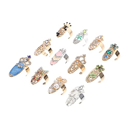IWOWHERO 12 Stück Teiliges Nagelringe für Damen Maniküre Fingerdekoration Kleber Verstellbare Strass Fingerringe Vielseitiger Nagelschmuck für Natürliche und Künstliche Nägel IWOWHERO 12 Stück Teiliges Nagelringe für Damen Maniküre Fingerdekoration Kleber Verstellbare Strass Fingerringe Vielseitiger Nagelschmuck für Natürliche und Künstliche Nägel von IWOWHERO