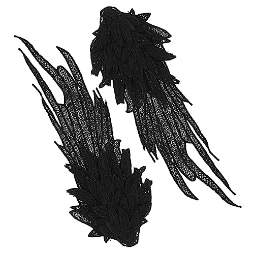 IWOWHERO 1Paar Engelsflügel Spitzenapplikationen Bestickte Flecken für DIY Kleidung Dekorative Schwarze Spitzenapplikationen für Pullover Kissen und Kunsthandwerk von IWOWHERO