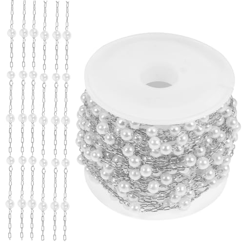 IWOWHERO 1Rolle DIY Perlenkette Handwerkszubehör für Armbänder und Schmuckgestaltung Weiße Perlenkette zum Auffädeln und Basteln von Individuellen Accessoires von IWOWHERO