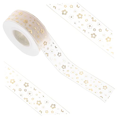 IWOWHERO 1Rolle Geschenkband Dekoratives Festivalpaketband Hochwertigem Chiffon mit Goldprägung für DIY Projekte Haarschmuck und Geschenkverpackungen IWOWHERO 1Rolle Geschenkband Dekoratives Festivalpaketband Hochwertigem Chiffon mit Goldprägung für DIY Projekte Haarschmuck und Geschenkverpackungen von IWOWHERO