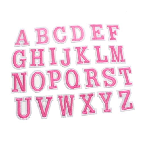 IWOWHERO 1Satz DIY Alphabet Patches Rosa Bügelflicken für Kleidung Selbstklebende Aufnäher für DIY Projekte für Jeans Taschen und Schuhe Stickdetails von IWOWHERO