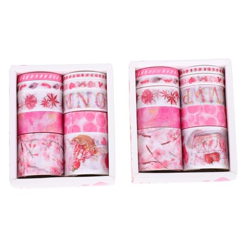 IWOWHERO 2 Handbuch-Aufkleber retro beidseitig Streifen Weiß Handwerk Wand DIY Washi Tape Scrapbook-Washi-Tape DIY Klebeband DIY liefert dekoratives Klebeband für Sammelalbum Papier Rosa von IWOWHERO