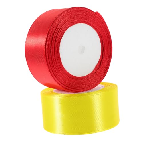 IWOWHERO 2 Rollen Bunte Bänder Kunsthandwerk Schleife Basteln Stoff Hochzeit Weißes Band Dekorativ Groß Dickes Band Praktisches Geschenkband Blumenverpackungsbänder Polyester von IWOWHERO