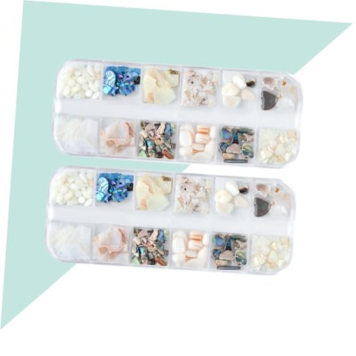 IWOWHERO 2 Sätze Nail Ornament Natürliche Muschelflocken Nagelkunst Zubehör Langlebig Leicht Kreative Maniküre für Damen Stilvolle Nageldekoration von IWOWHERO