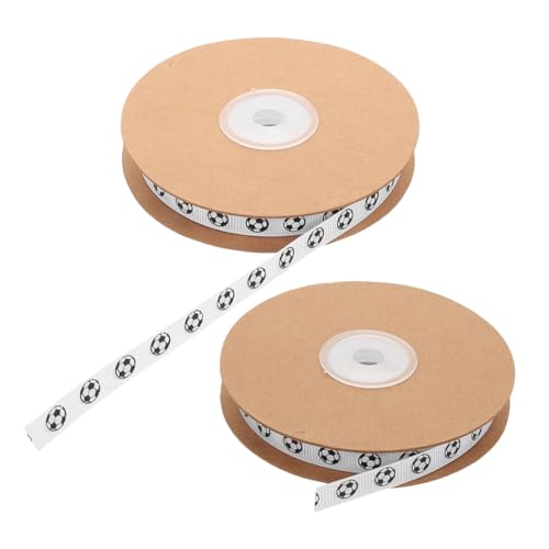IWOWHERO 2 Stück Fußballmotiv Geschenkband Breit Yards Langlebiges Schleifenband für Jungen Geburtstagspartys Sportevents DIY Basteln Weiß von IWOWHERO