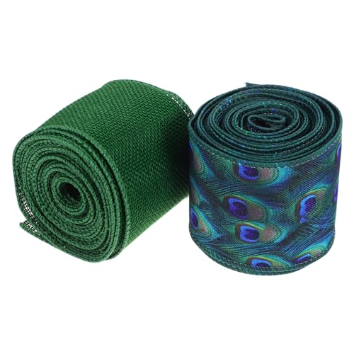 IWOWHERO 2 Stück Grüner dekorativer Gürtel Polyester-Drahtband Kranzband Dekoratives Verpackungsband Party-Verschönerungsband Hochzeitsdekorationsbänder Wickelband Polyester Eisendraht IWOWHERO 2 Stück Grüner dekorativer Gürtel Polyester-Drahtband Kranzband Dekoratives Verpackungsband Party-Verschönerungsband Hochzeitsdekorationsbänder Wickelband Polyester Eisendraht von IWOWHERO