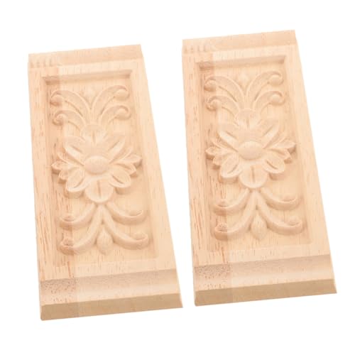 IWOWHERO 2 Stück Holz Geschnitzte Applique Ornamente für Möbel und Schranktüren Dekorative Holzverzierung für DIY Projekte und Home Decor Langlebig und von IWOWHERO