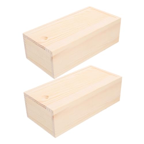 IWOWHERO 2 Stück Teiliges Holzkisten mit Schiebedeckel aus Unbehandeltem Kiefernholz Vielseitige Aufbewahrungsboxen für DIY Bastelprojekte Schmuck Büro und Kleine Werkzeuge Praktische von IWOWHERO