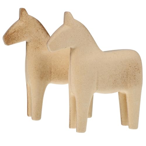IWOWHERO 2 Stück Teiliges Unvollendete Holzpferd Figuren für DIY Bastelprojekte Miniatur Holzpferd Dekoration für Kreative Tischdekoration von IWOWHERO
