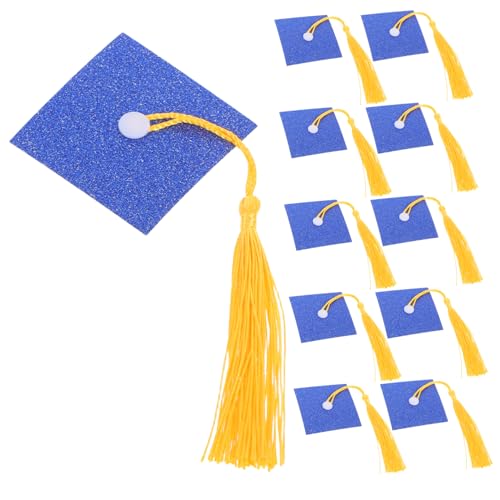 IWOWHERO 20 Set Mini Blue Graduation Cap Cap Cake Toppers Partydekorationen Für Abschlusskuchen Cupcakes Candy Flaschen Cap Mittelstücke Für Tische Kappe Schokoladendekorationen von IWOWHERO