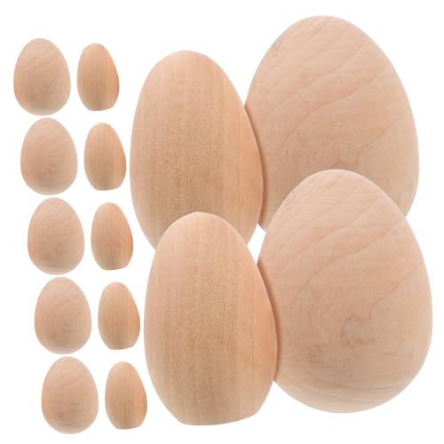IWOWHERO 20 Stück Eierdekoration Aus Holz Dekorateur Simulation Ornament Henne Party Streich Geformt Eierdekorationen Gefälschte Ei-requisiten Unfertige Holzeier Kleine Leere Holzeier von IWOWHERO