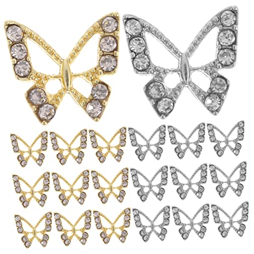 IWOWHERO 20 Stück Schmetterling Nail Art Zubehör Nagelanhänger Mit Goldenen Schmetterlingen Geformt Goldene Schmetterlinge Für Nägel Party Süße Nagelanhänger Reiz Geburtstag Kunst Legierung von IWOWHERO