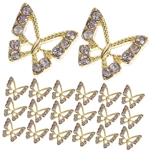 IWOWHERO 20 Stück Schmetterling Nail Art Zubehör Nagelanhänger mit goldenen Schmetterlingen machen dekoration weihnachten türdeko weihnachten Nagelkunst-Anhänger Schmetterlingsnagelzauber von IWOWHERO