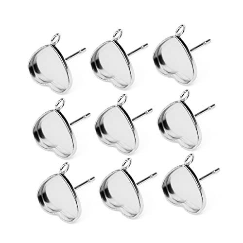 IWOWHERO 20 Stück Teiliges DIY Ohrstecker Herzform Ohrstecker Basis Langlebig Sicher Schmuckzubehör zum Selbermachen für Damen Schmuckherstellung von IWOWHERO