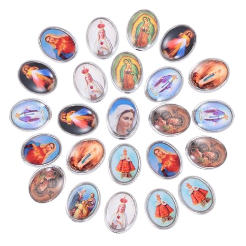 IWOWHERO 20 Stück Teiliges Religiöses Schmuckzubehör mit Heiligen Anhängern Runde Lochperlen für Armbänder Halsketten und DIY Schmuckherstellung Katholische Rosenkranz charms Geschenkidee von IWOWHERO