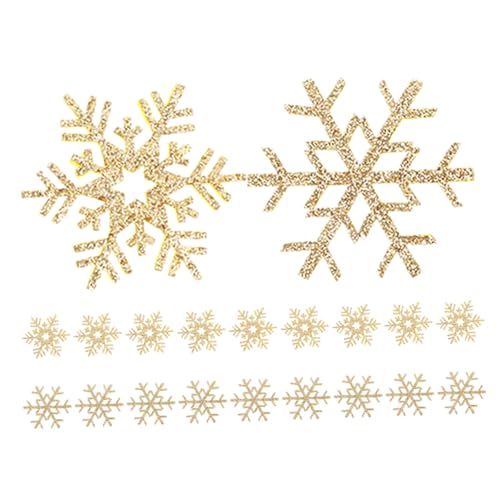 IWOWHERO 20 Stück Teiliges Schneeflocken Stickerei Patches zum Aufnähen Goldfarbene Stoffapplikationen mit Baumzweig Sternmotiven Weiche DIY Stoffflicken für Kleidung Jeans Hüte Taschen von IWOWHERO