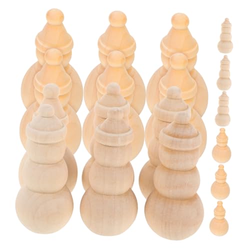 IWOWHERO 20 Stück Unlackierte Weihnachtsschneemänner Holz – Leere Schneemann-steckpuppen Holz, Weihnachtsschmuck Für Weihnachten, Kunst, Malerei, Basteln, Korbfüller von IWOWHERO