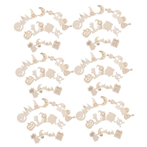 IWOWHERO 200 Stück Halloween Holzspäne Handgefertigt Herbstdekorationen Für Halloween Form Holzausschnitte Ausschnitte Ornament Unbehandelte Holzscheiben Aus von IWOWHERO